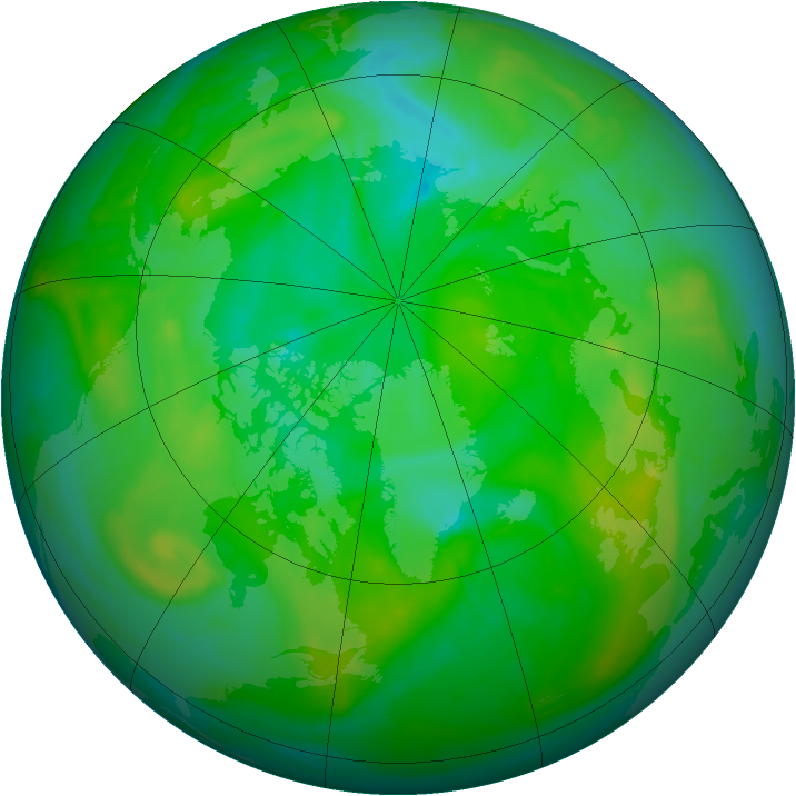Arctic ozone map for 12 July 2008